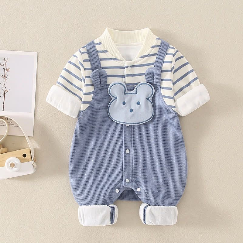 Romper Baby Bear Striped Splicing